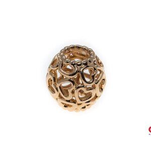 Pandora ALE Rose Gold Plated Sterling Silver 925 Open Heart Filigree Rose Charm